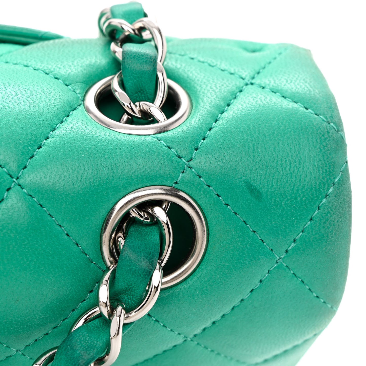 Lambskin Quilted Medium Double Flap Green