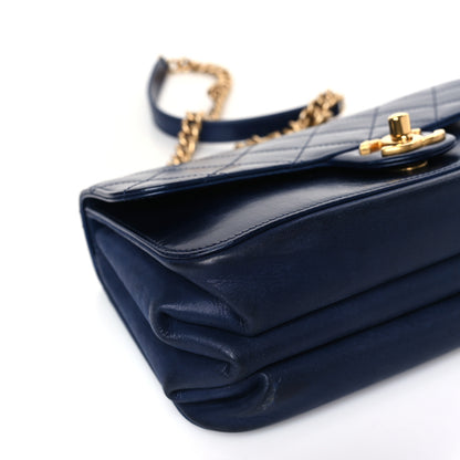 Chanel Calfskin Quilted Small Straight Lined Flap Blue 8 of 10