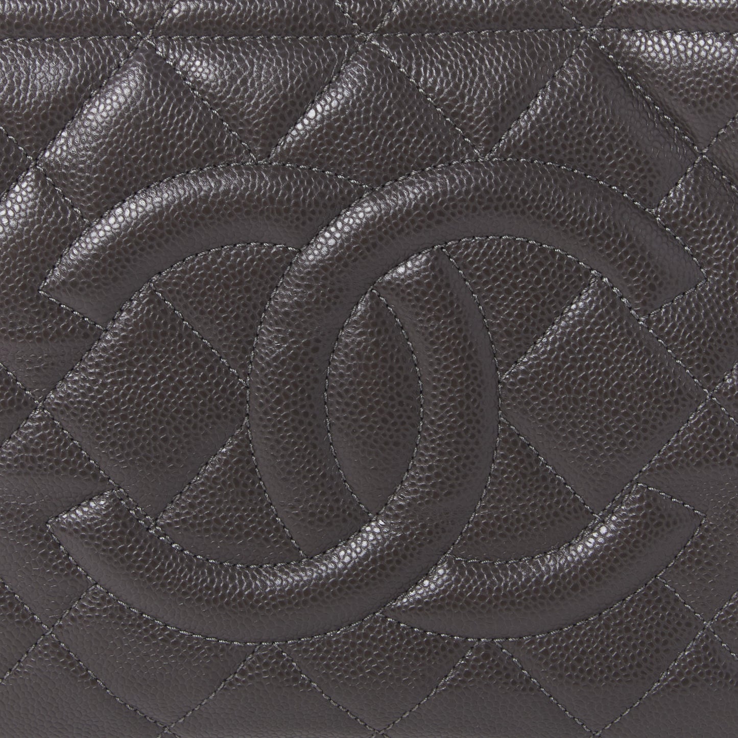 Caviar Quilted Timeless CC Soft Tote Dark Grey