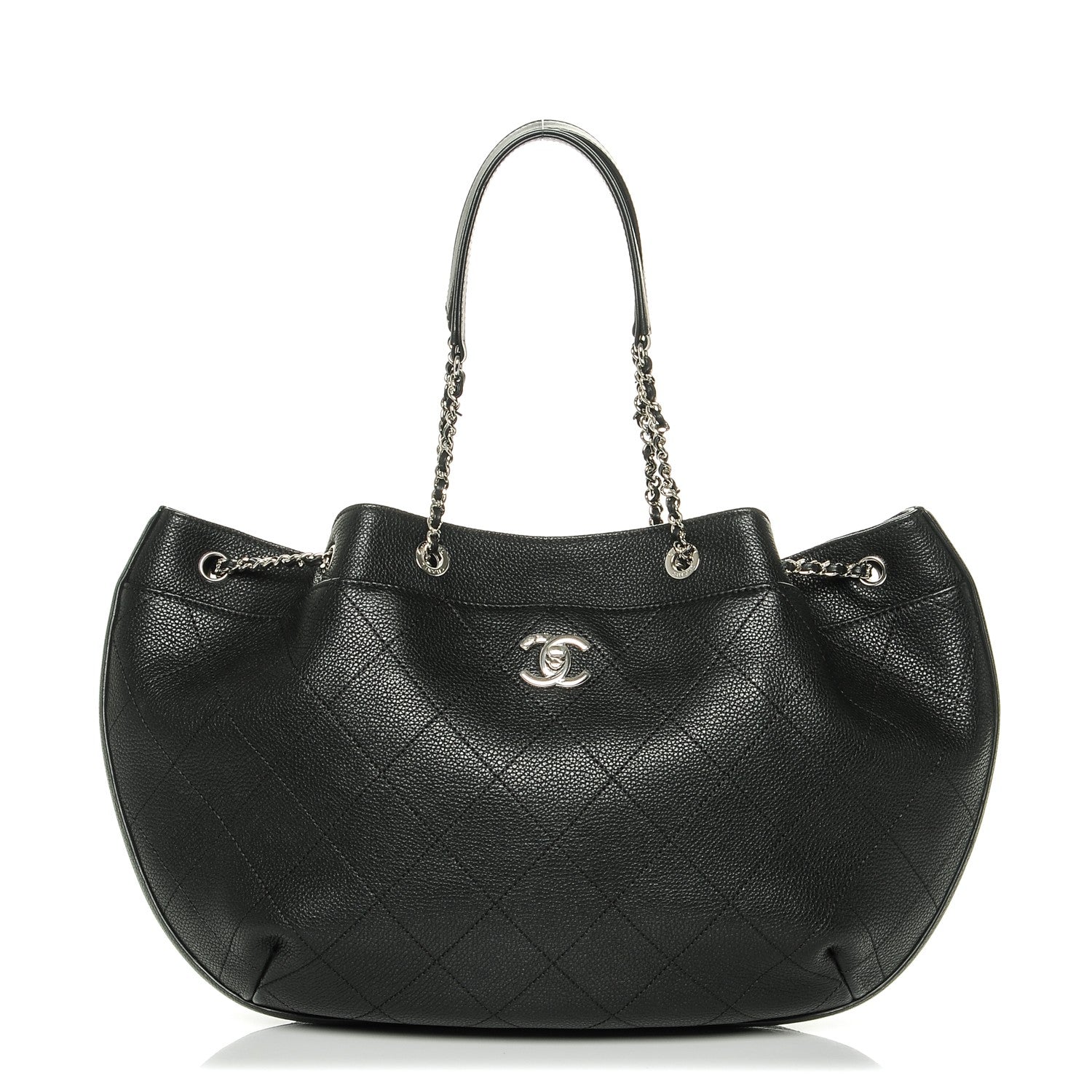 Chanel Grained Calfskin Stitched Accordion Shoulder Bag Black 1 of 7
