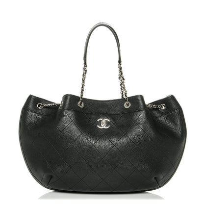 Chanel Grained Calfskin Stitched Accordion Shoulder Bag Black 1 of 7