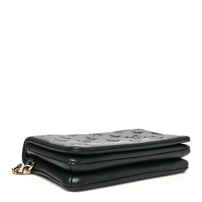 Louis Vuitton Lambskin Embossed Monogram Pochette Coussin Black 4 of 10