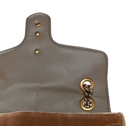 Gucci Velvet Matelasse Small GG Marmont Shoulder Bag Taupe 12 of 17