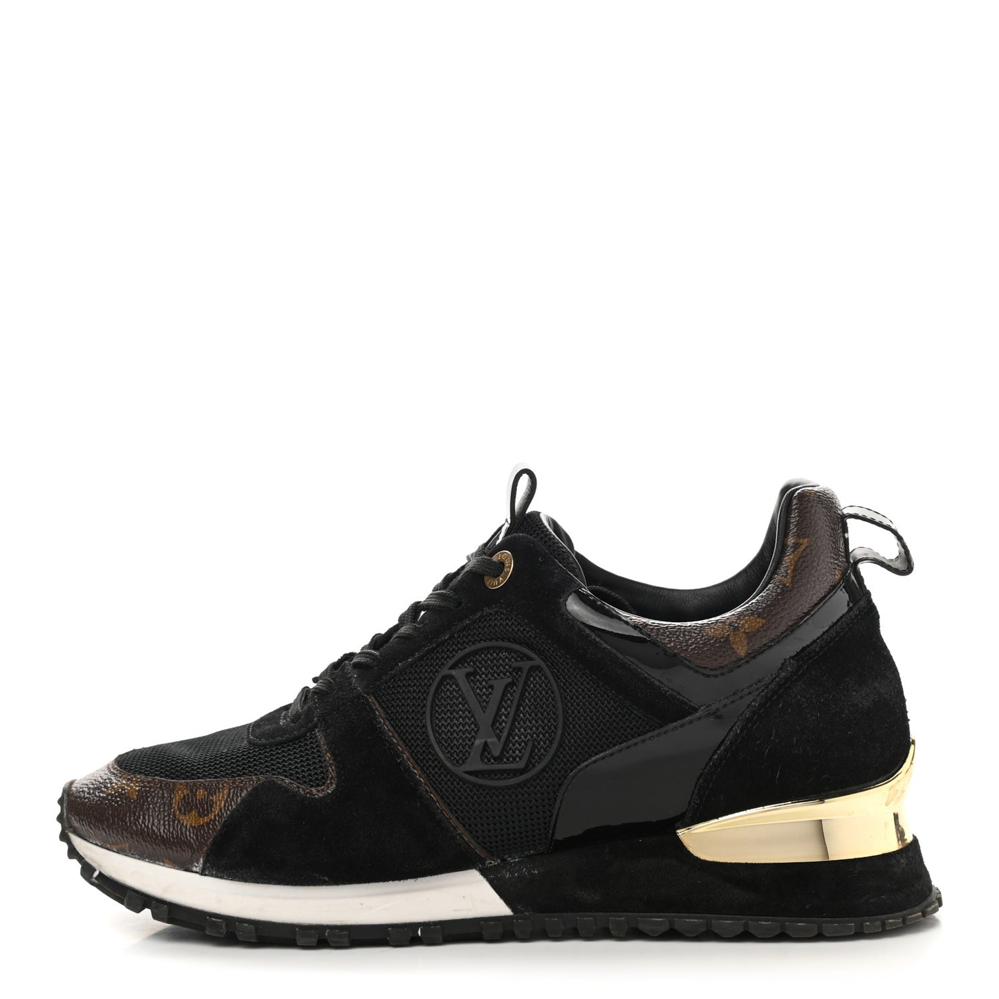 Suede Monogram Run Away Sneakers 38 Black