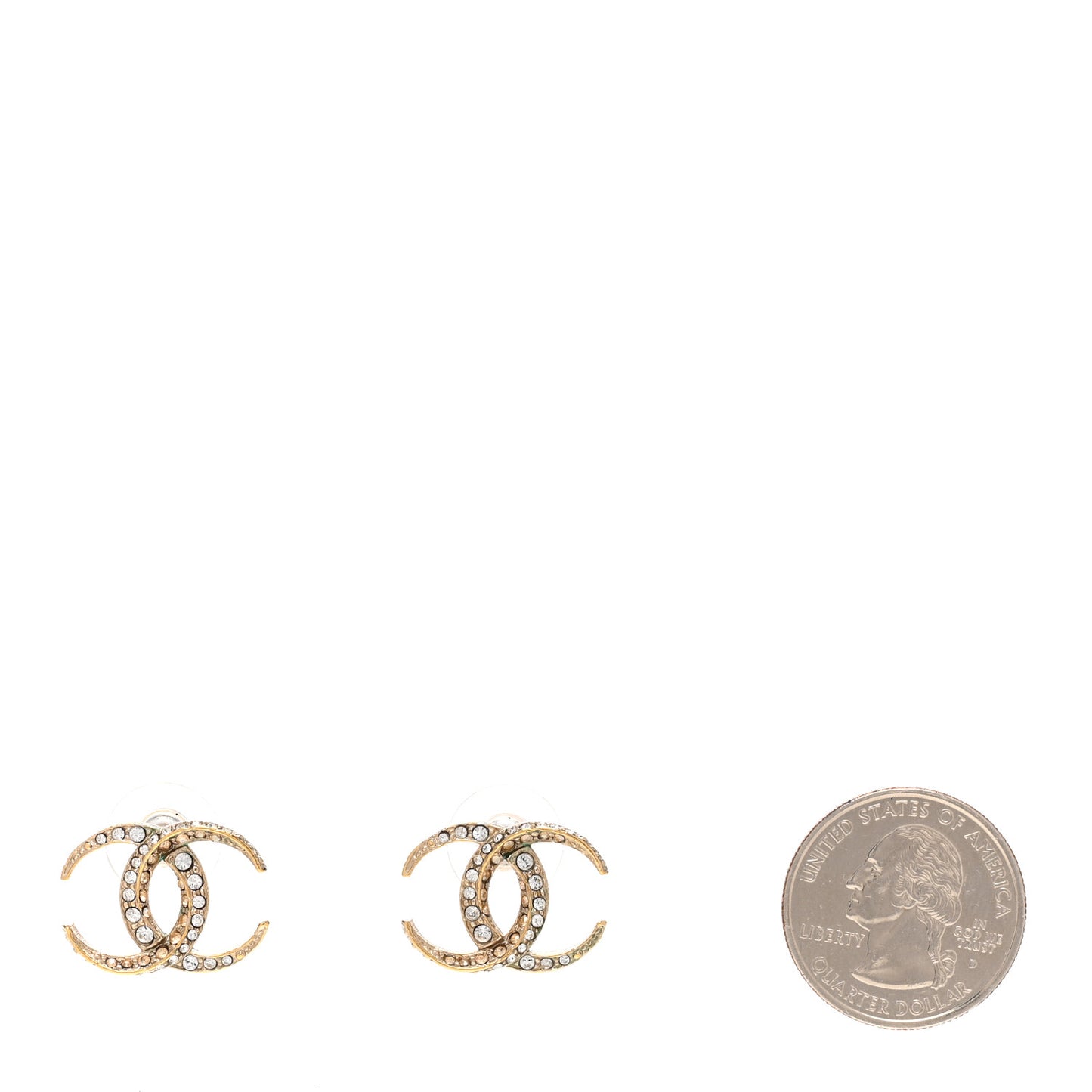 Crystal CC Moon Earrings Gold