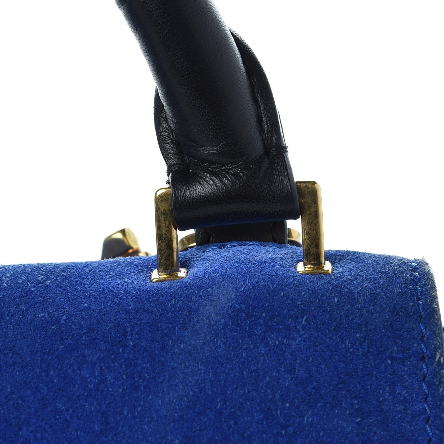 Smooth Calfskin Suede Medium Tri-Color Trapeze Royal Blue