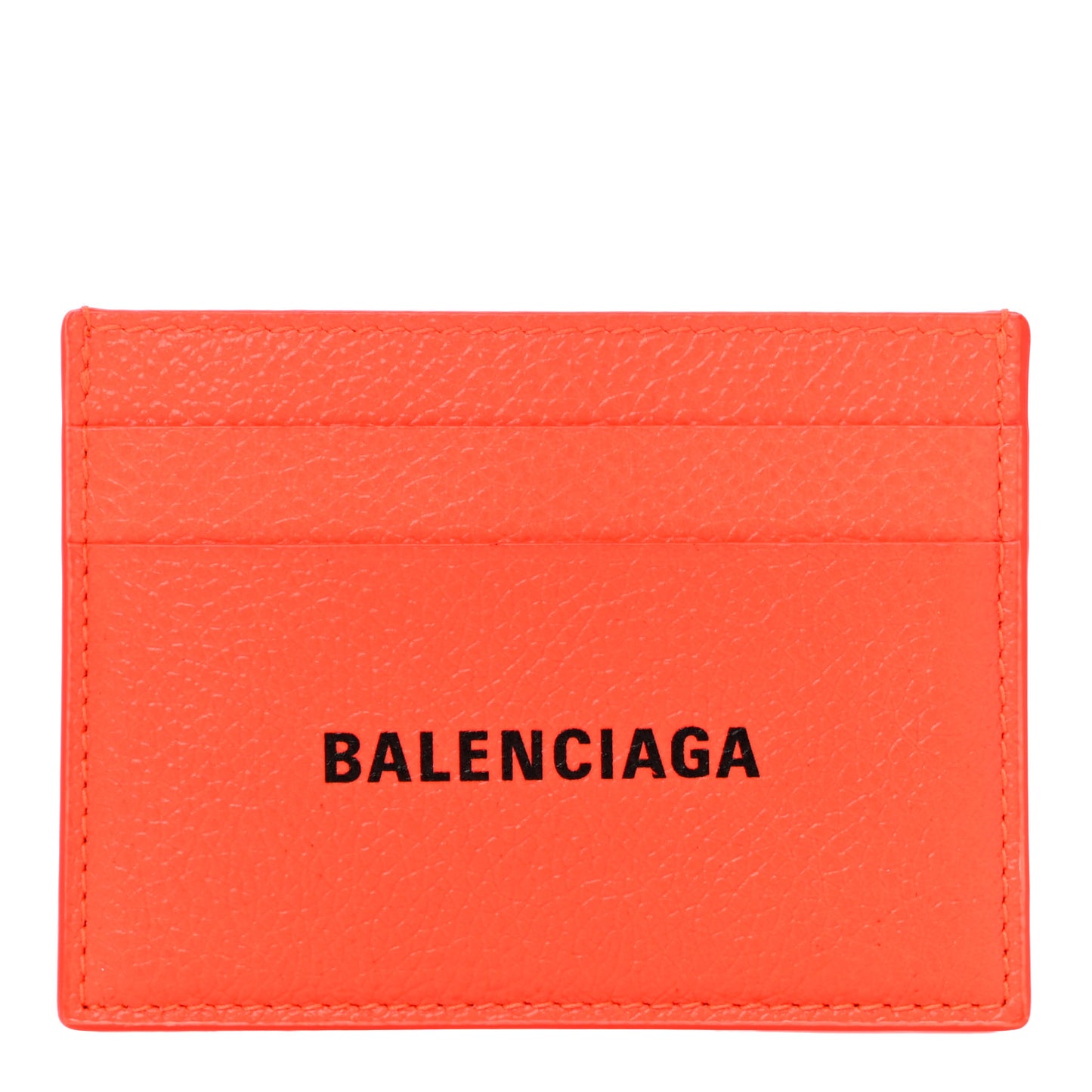 Grained Calfskin Logo Cash Card Holder Orange Black