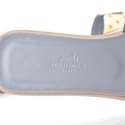 Hermes Canvas Faubourg Rainbow Oran Sandals 36 Multicolore Bleu Beton 5 of 9