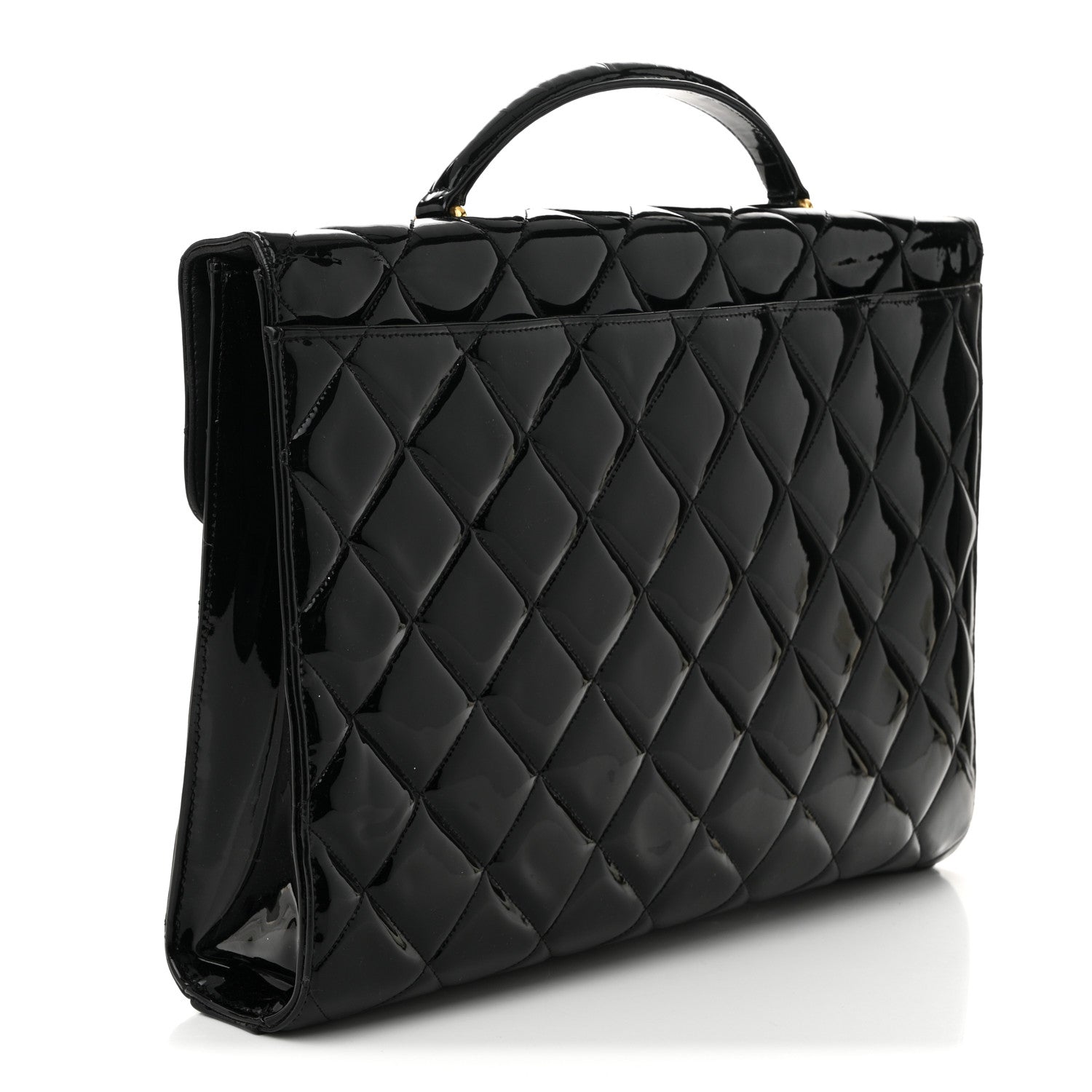 Chanel Patent Quilted Briefcase Laptop Bag Black 3 of 10