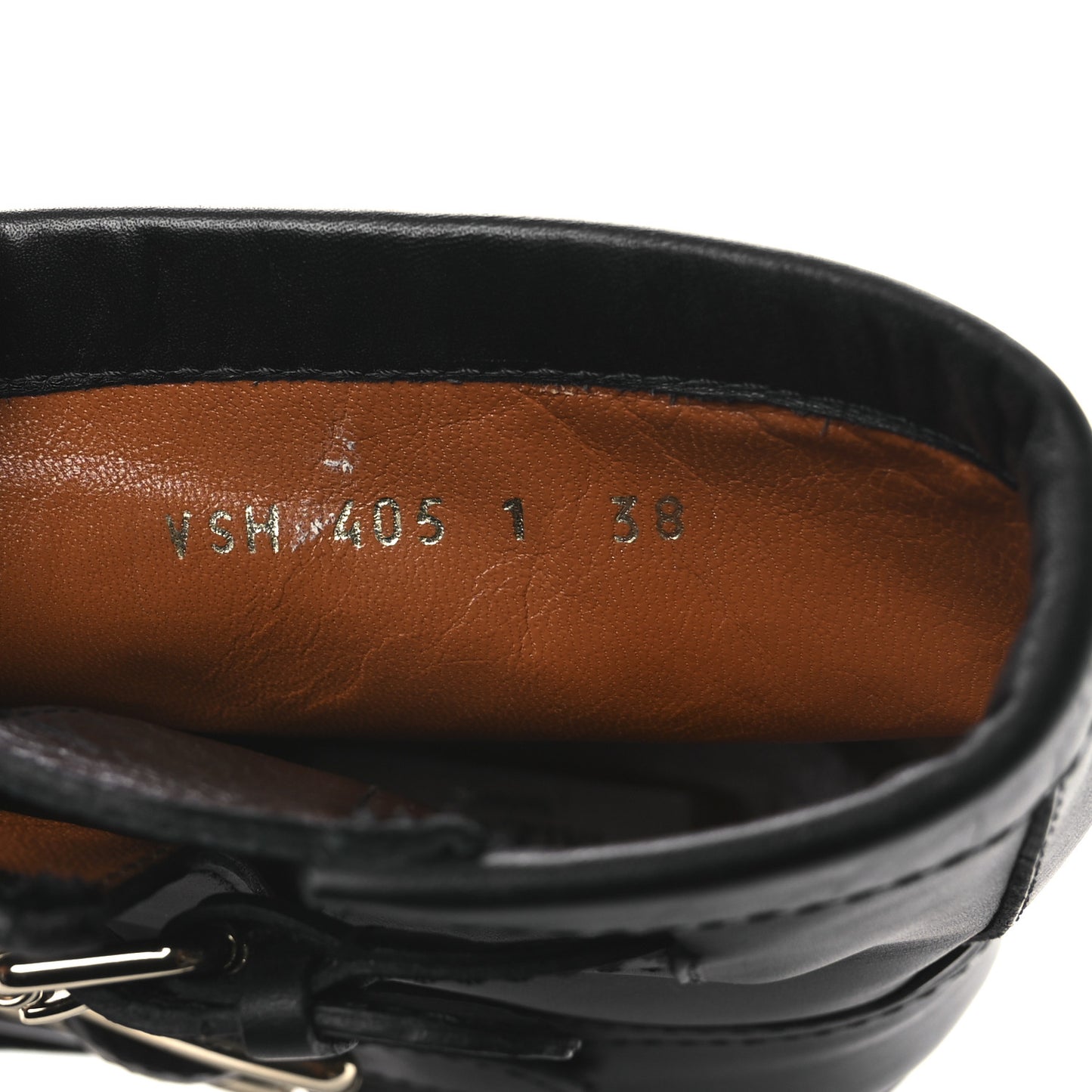 Calfskin Lock Studded 30mm Biker Boots 38 Black