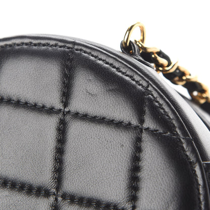 Chanel Lambskin Quilted Zirconium Round Clutch With Chain Black 8 of 8