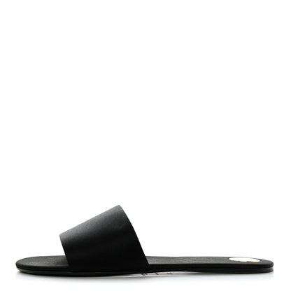 Saint Laurent Grosgrain Carlyle Leopard Slide Sandals 38.5 Black 1 of 9