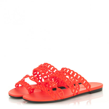 Hermes Rubber Chaine d'Ancre Nude Sandals 38 Pavot 3 of 7