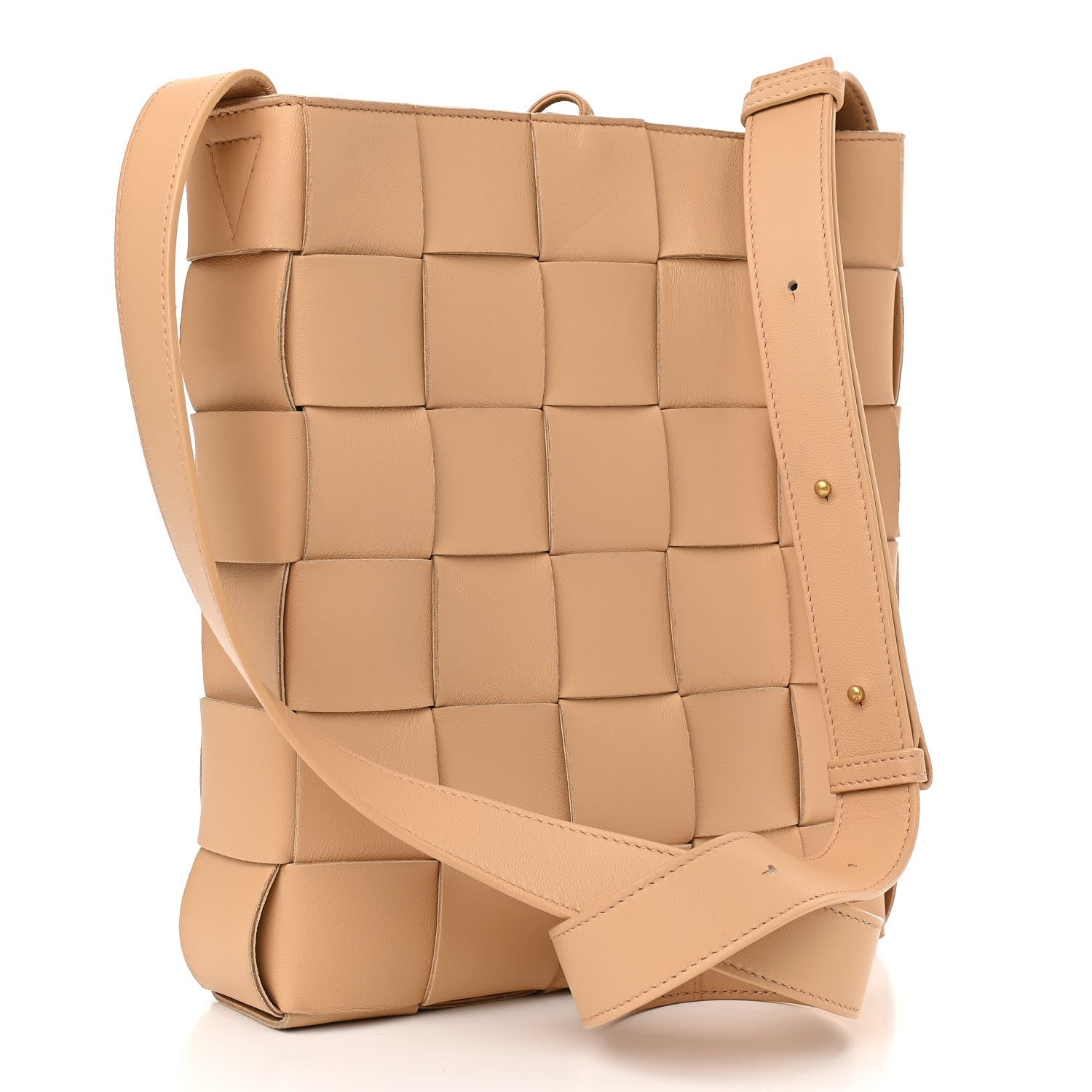 Bottega Veneta Lambskin Maxi Intrecciato Cassette Messenger Almond 3 of 16