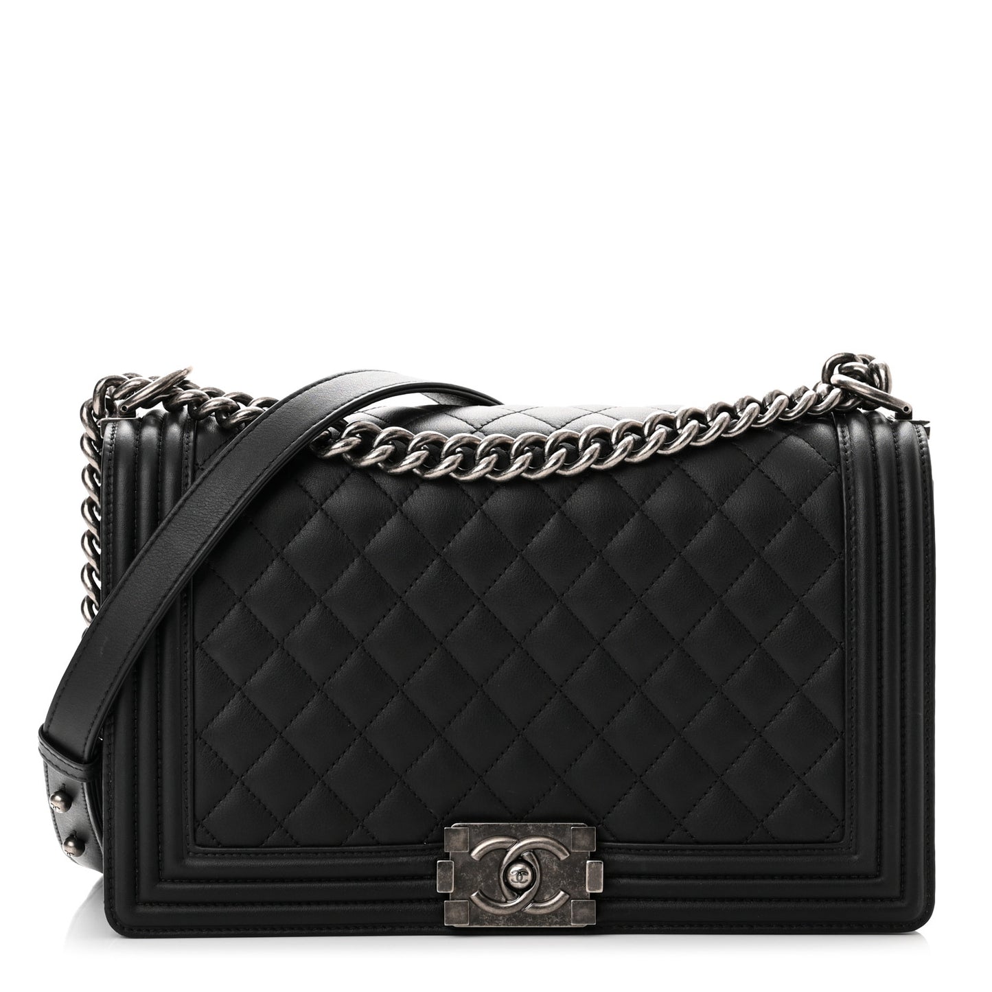 Calfskin Quilted New Medium Boy Flap Black