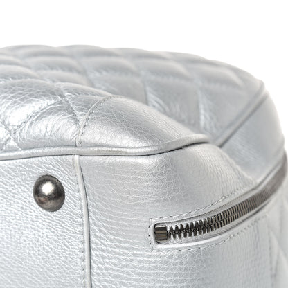 Chanel Metallic Calfskin Quilted Large Airlines Round Trip Bowling Bag Silver 11 of 14