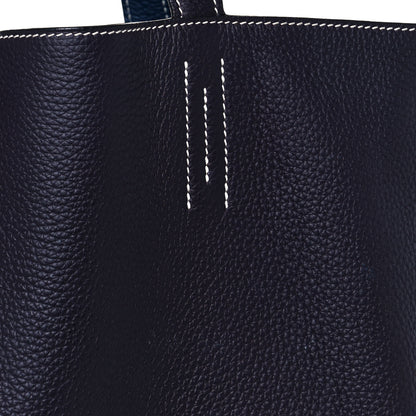 Hermes Taurillon Clemence Double Sens 36 Reversible Tote Bleu Saphir Prune 15 of 18
