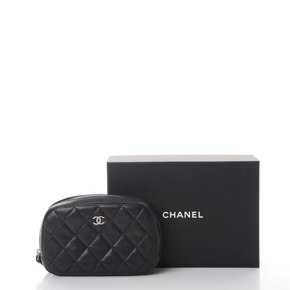 Chanel Lambskin Quilted Small Curvy Pouch Cosmetic Case Black 10 of 10