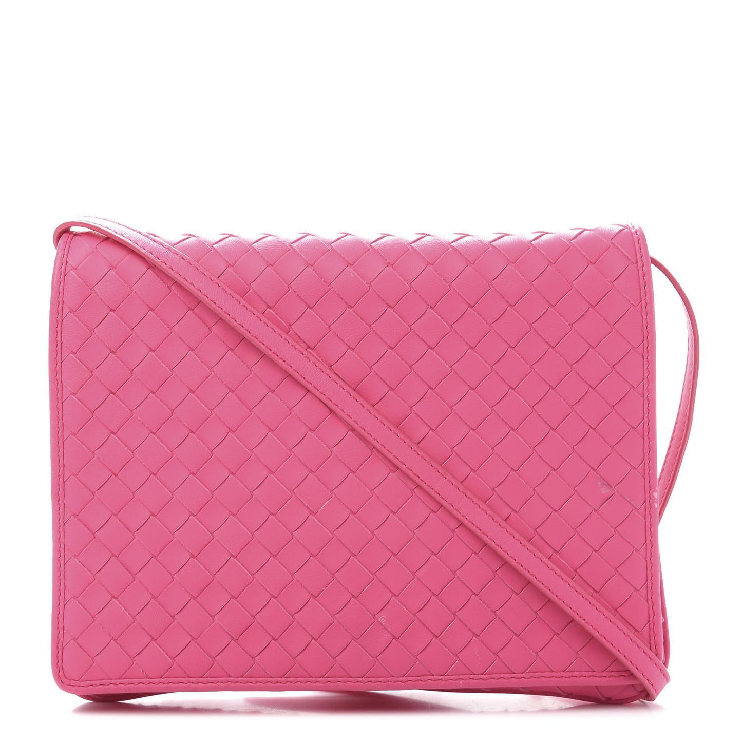 Nappa Intrecciato Flap Crossbody Fuchsia