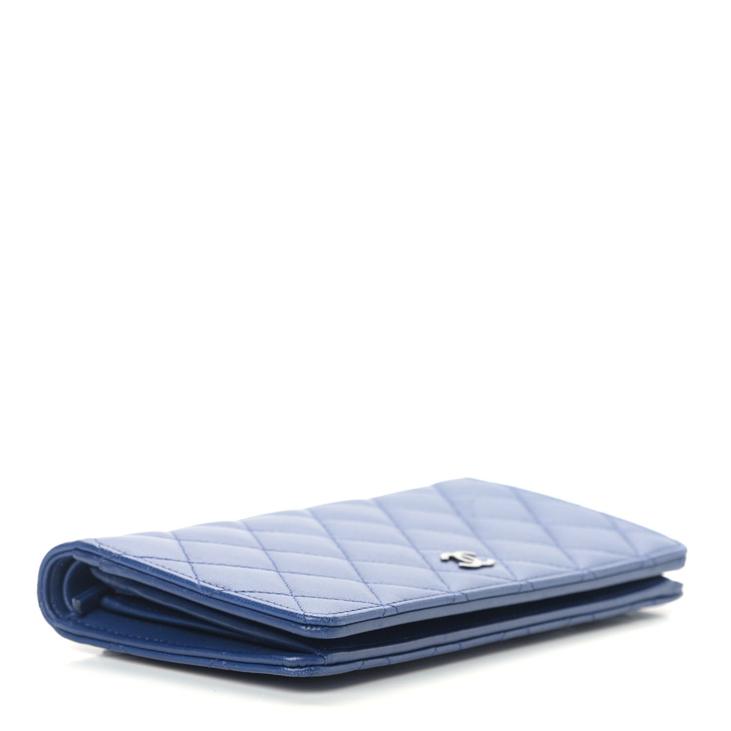 Lambskin Quilted Yen Wallet Dark Blue