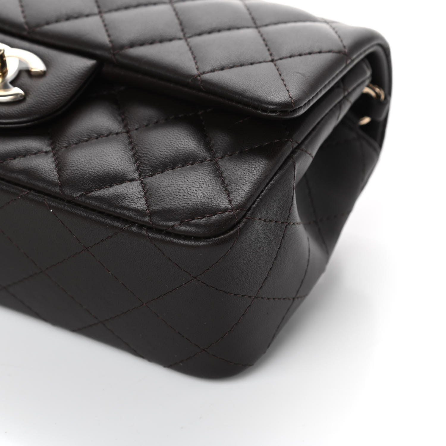 Chanel Lambskin Quilted Mini Rectangular Flap Dark Brown 9 of 10