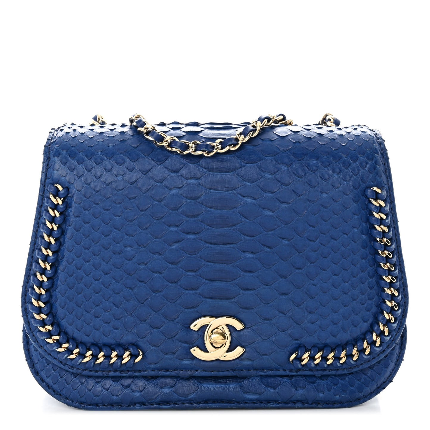 Snakeskin Small Braided Chic Flap Blue
