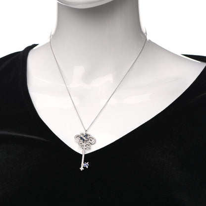 Tiffany Platinum Diamond Blue Sapphire Enchant Dragonfly Key Pendant Necklace 2 of 6