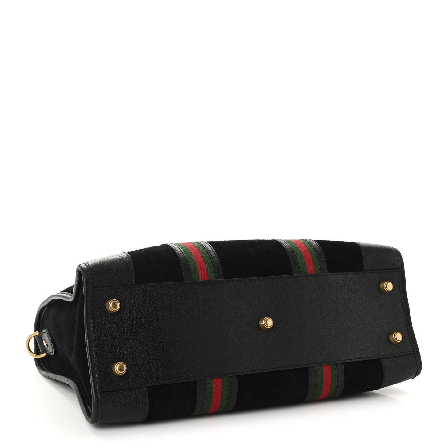 Suede Daino Textured Dollar Calfskin Web Medium Duffle Bag Black