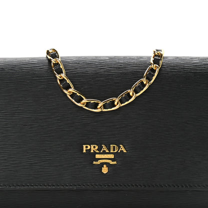Prada Vitello Move Metal Oro Chain Wallet Black 7 of 9