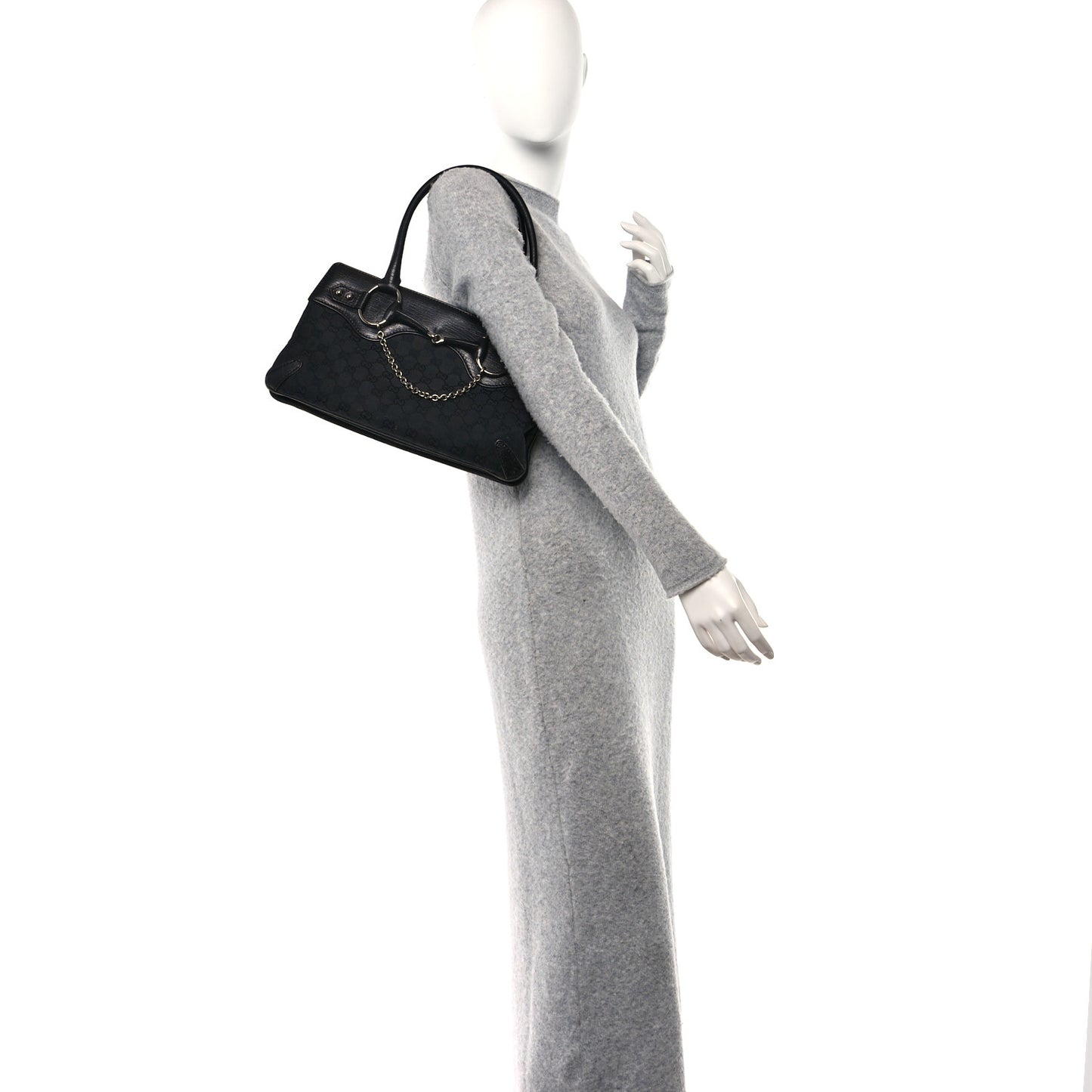 Monogram Horsebit Chain Flap Shoulder Bag Black