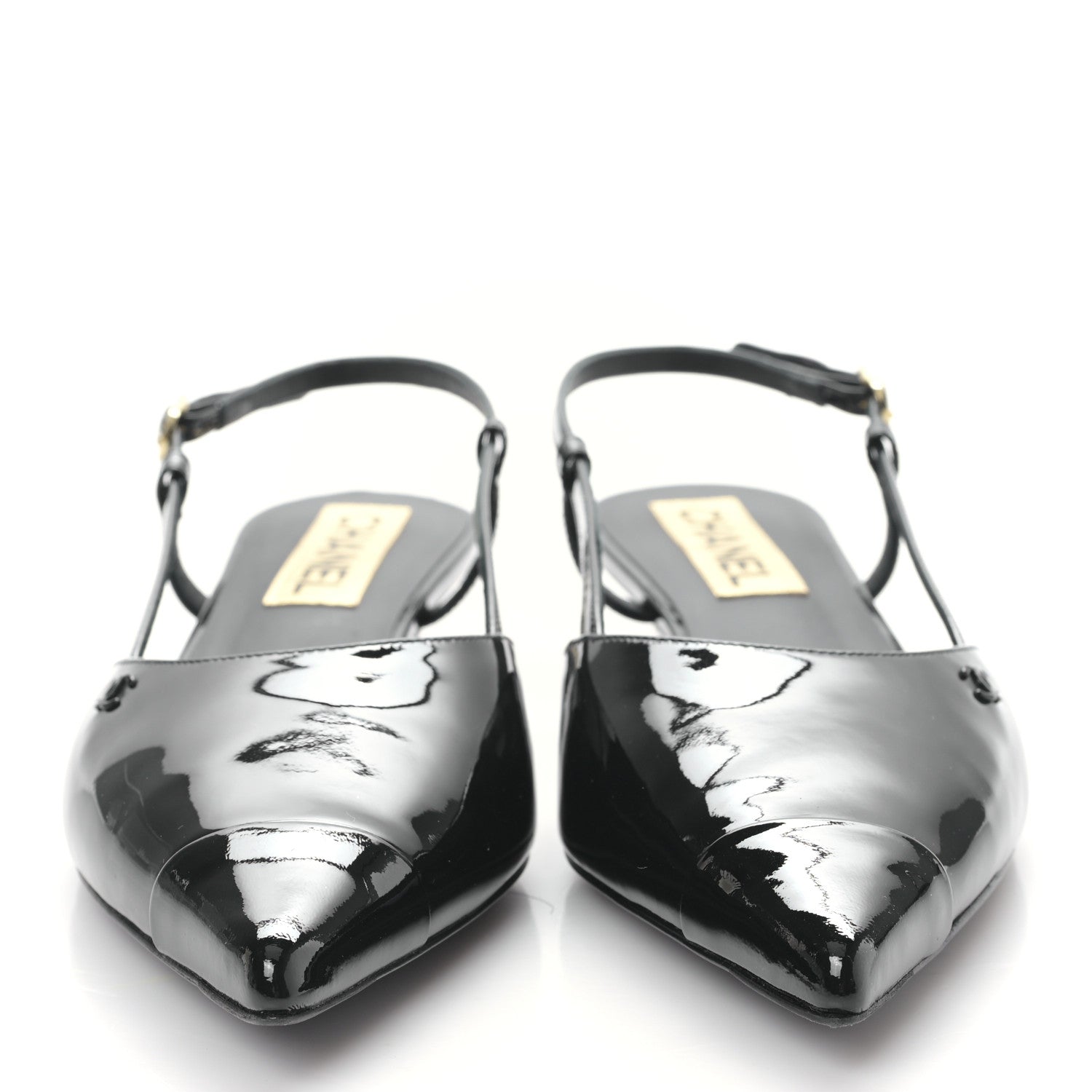 Chanel Patent CC Low Heel Slingback 38 Black 2 of 8