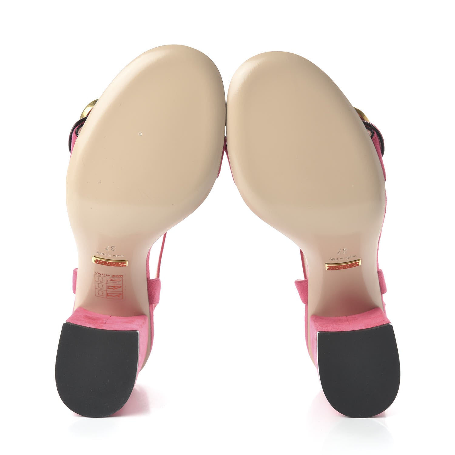 Gucci Kid Scamosciato GG Marmont Ankle Wrap 75mm Sandals 37 Hot Pink 5 of 9