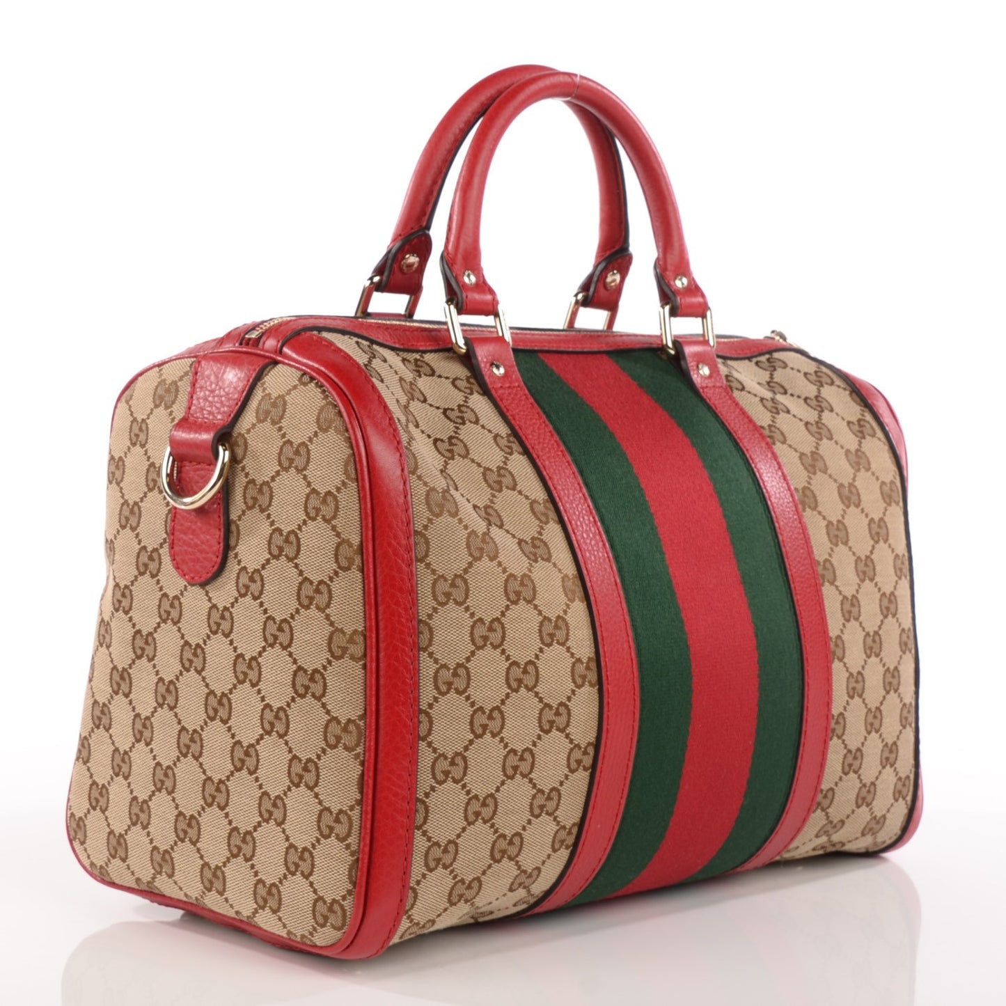 Monogram Vintage Web Medium Boston Hibiscus Red