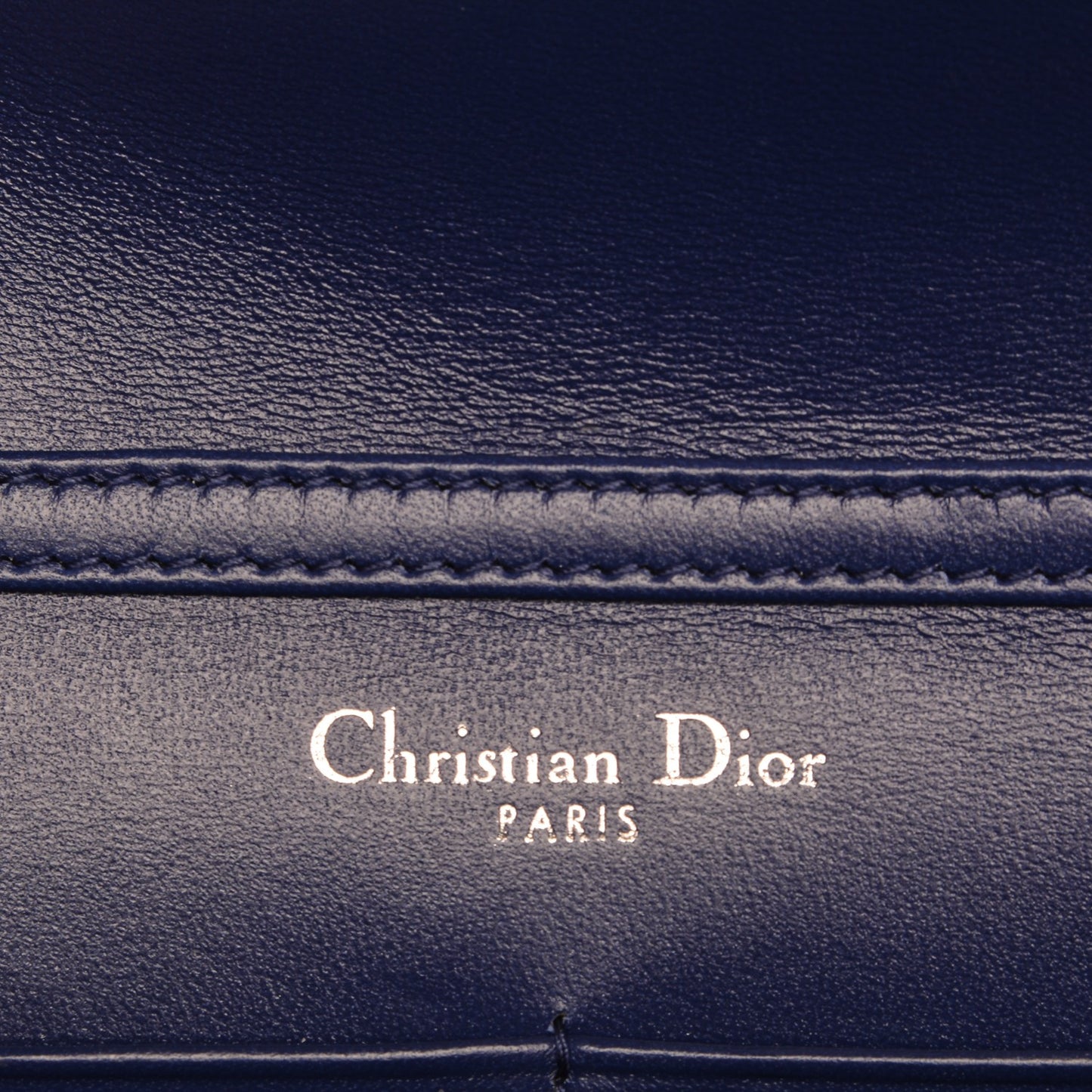 Grained Calfskin Diorama Wallet on Chain Pouch Blue