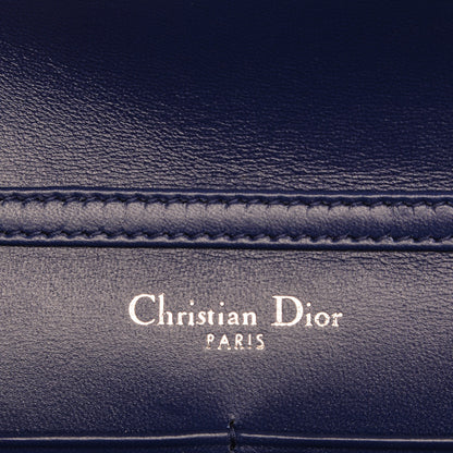 Christian Dior Grained Calfskin Diorama Wallet on Chain Pouch Blue 6 of 7