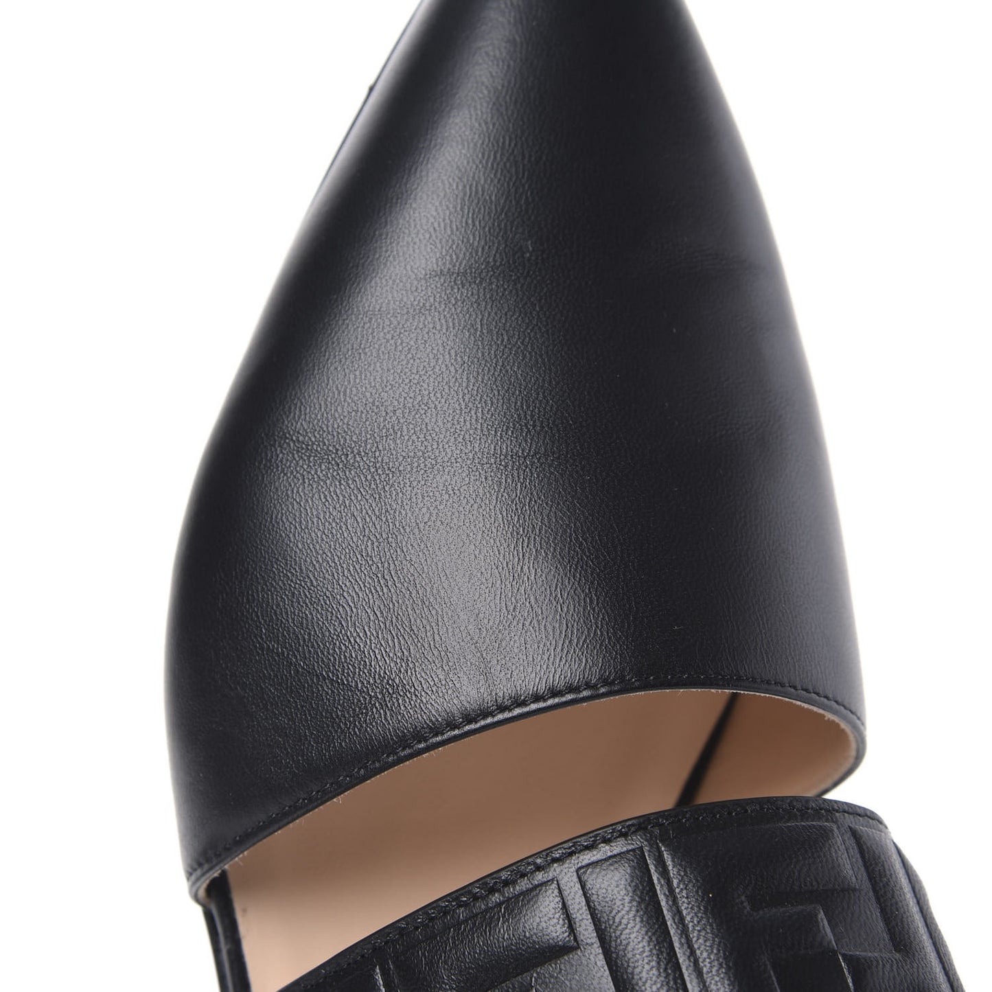 Vitello FF Embossed Flat Mules 42 Black