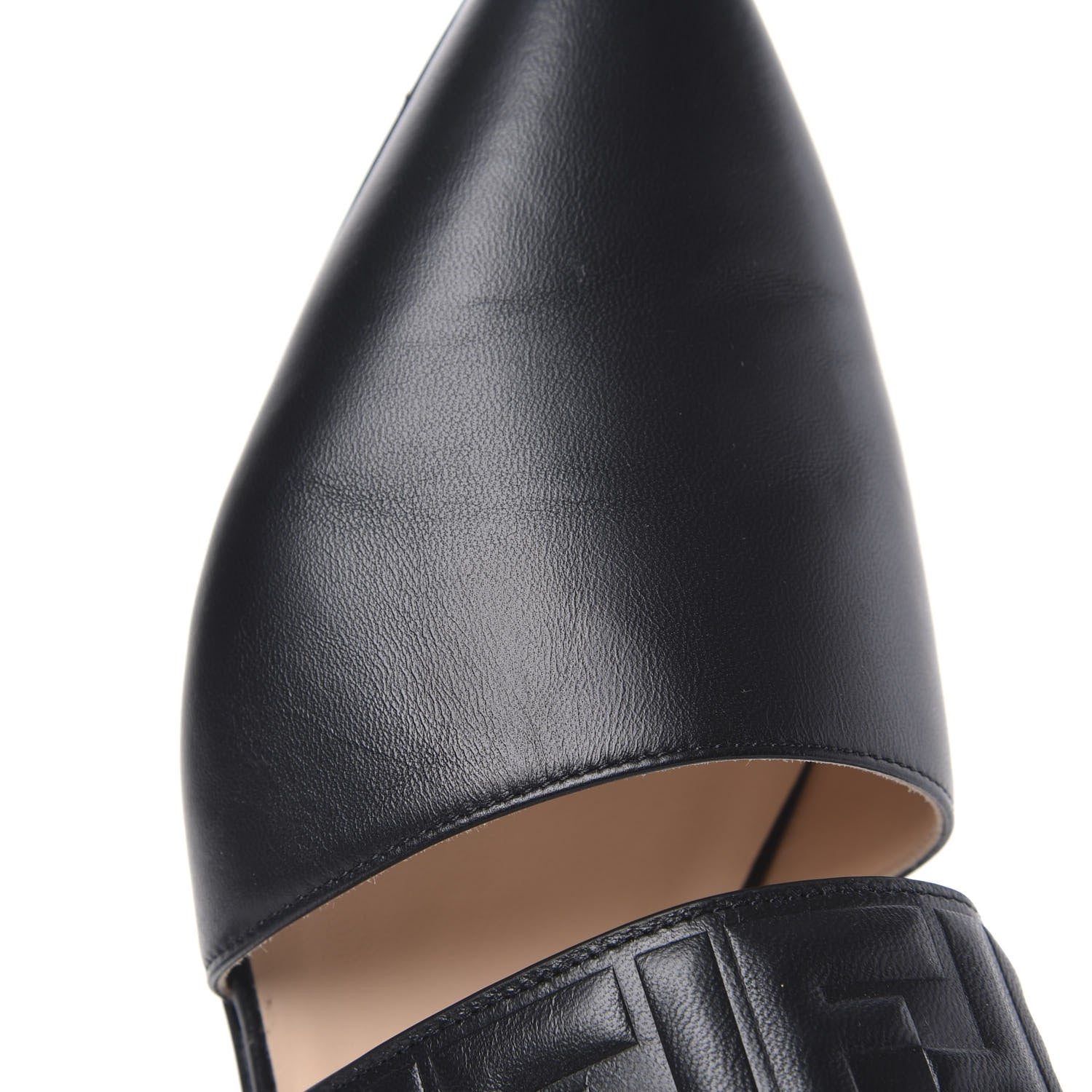 Fendi Vitello FF Embossed Flat Mules 42 Black 9 of 9