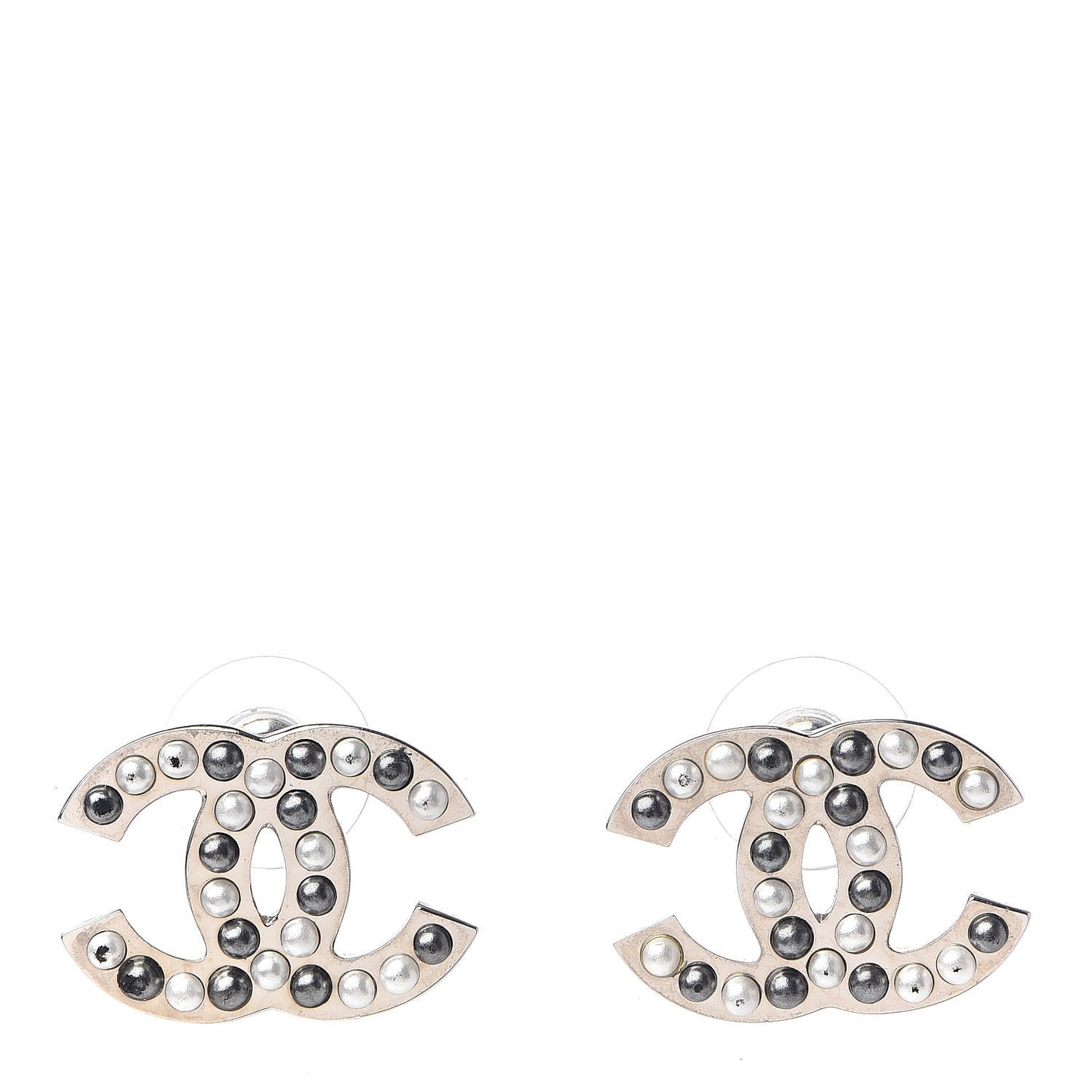 Pearl CC Earrings Silver