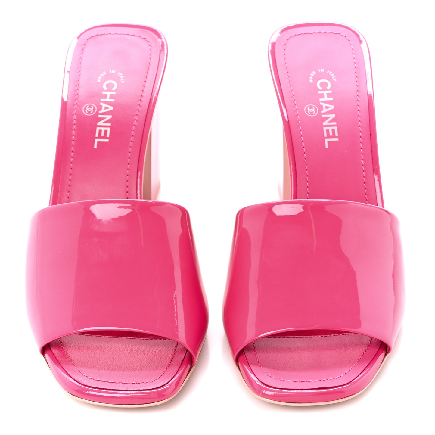 Patent Calfskin CC Mules 35.5 Dark Pink Light Pink