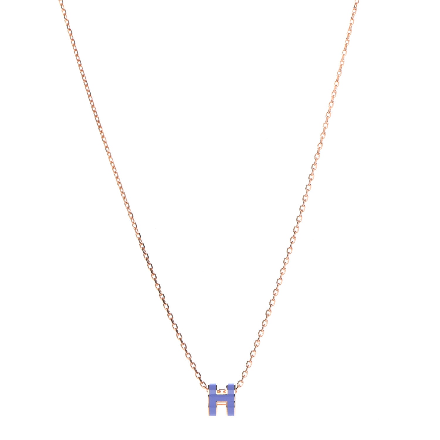 Hermes Rose Gold Mini Pop H Pendant Necklace Lilas 1 of 8