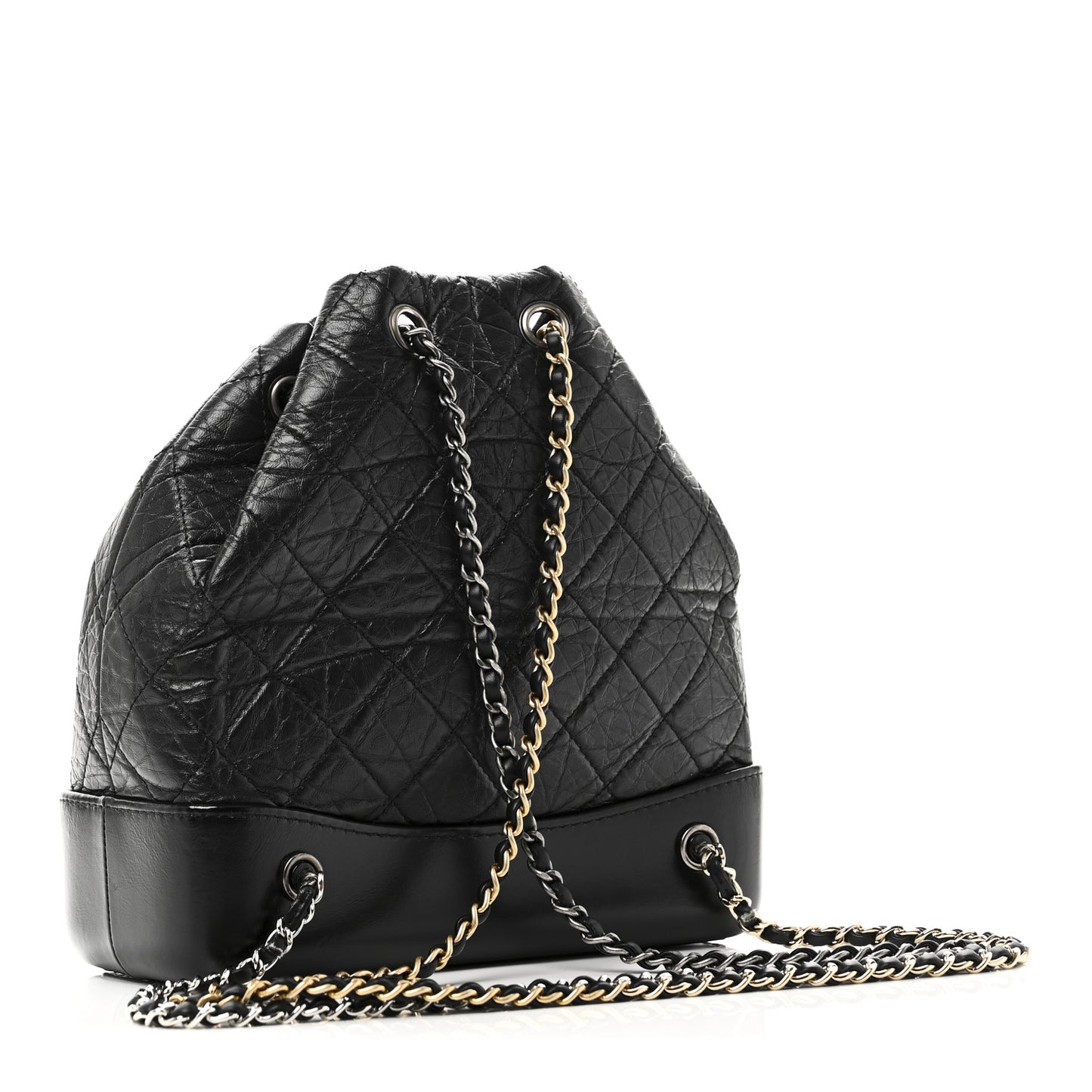 Aged Calfskin Quilted Small Gabrielle Backpack Black