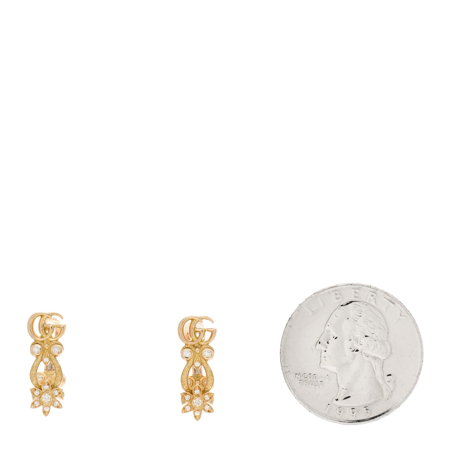 18K Yellow Gold Diamond Flora Pave Earrings