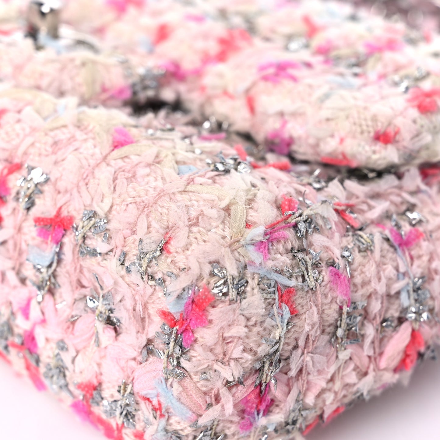 Tweed Quilted Mini Rectangular Flap Light Pink Silver Blue