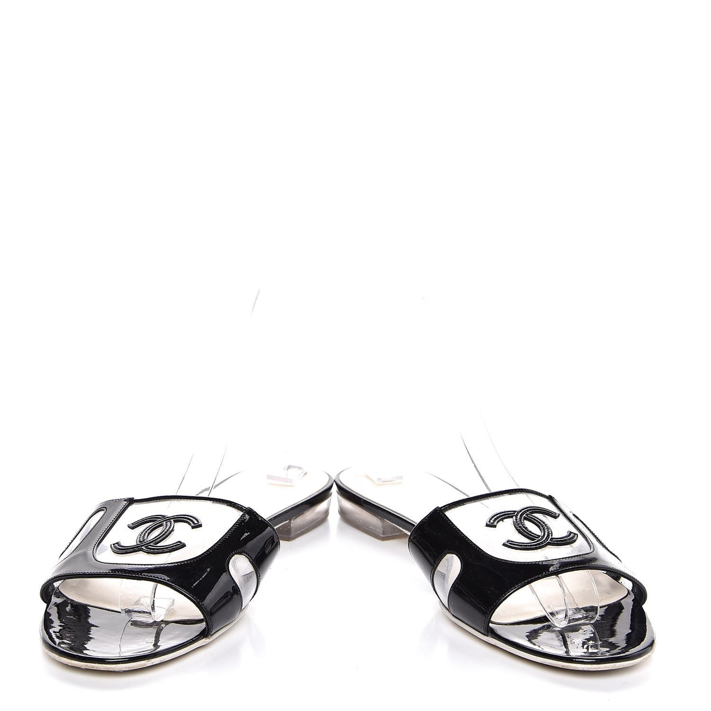 Patent Calfskin CC Sandals 39 Black