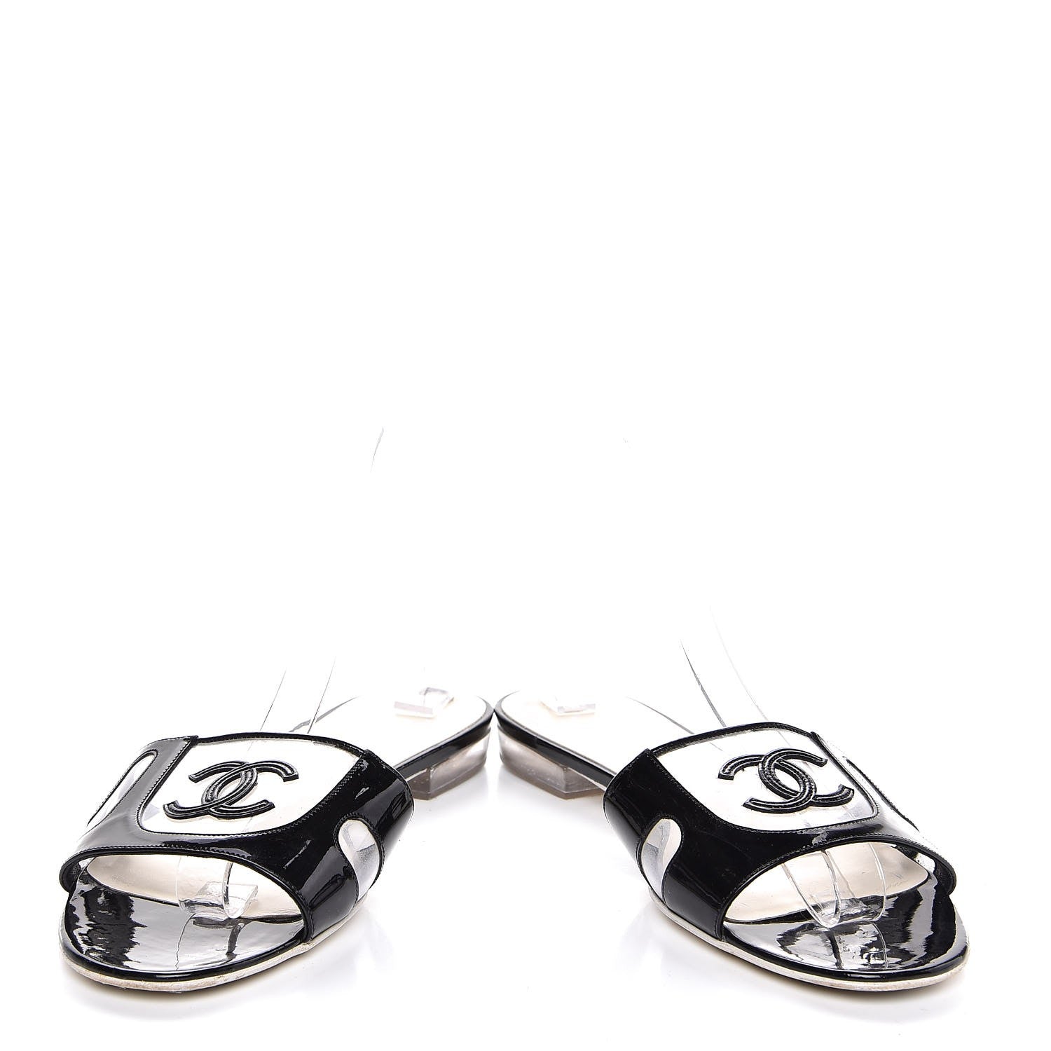 Chanel Patent Calfskin CC Sandals 39 Black 5 of 11