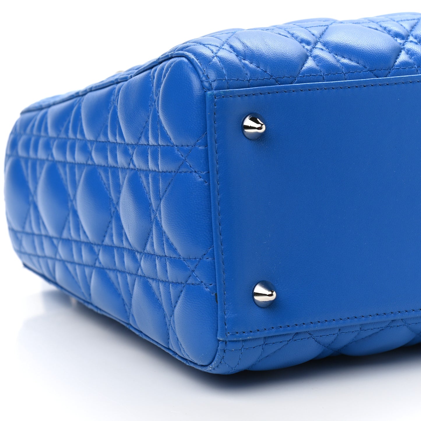 Lambskin Cannage Medium Lady Dior Blue Persan