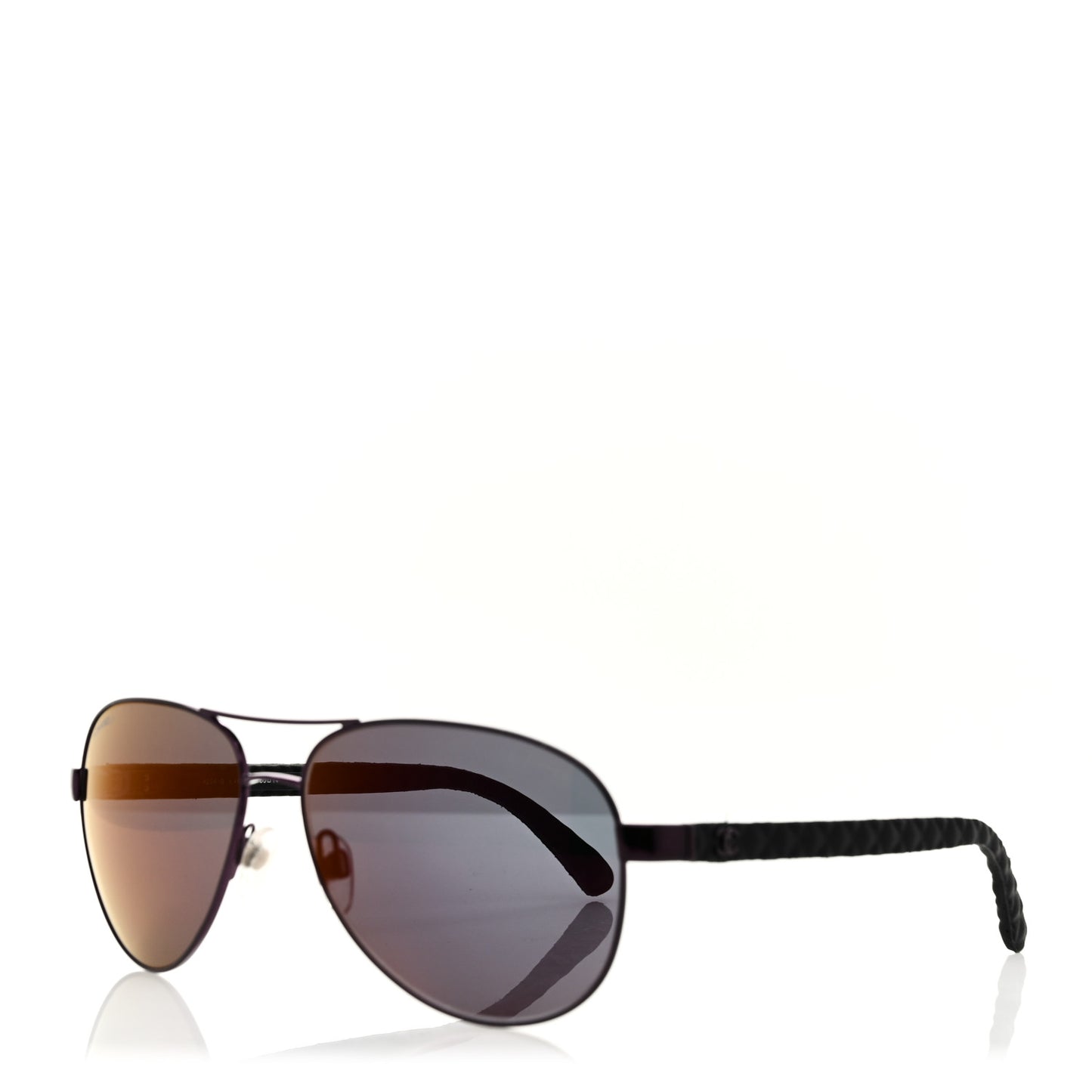 Metal Lambskin Quilted CC Pilot Summer Aviator Sunglasses 4204-Q Black Purple