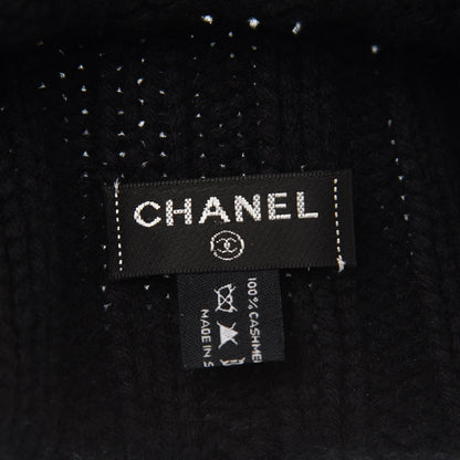Chanel Cashmere CC Shooting Star Beanie Hat Navy Black 4 of 6