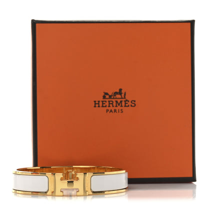 Hermes Enamel Narrow Clic Clac H Bracelet GM White 5 of 5