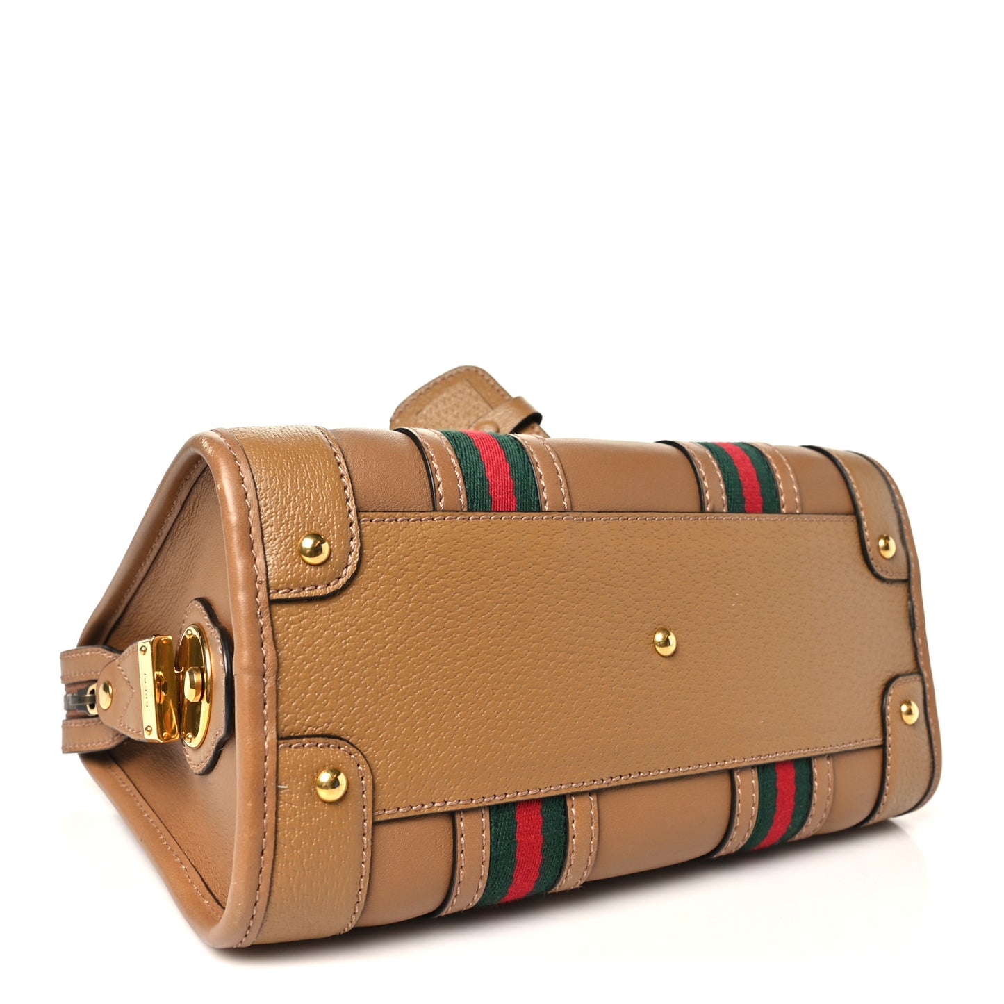 Koi Calfskin Small Bauletto Duffle Top Handle Bag Camel